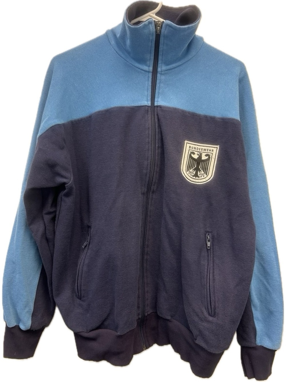 Vintage BUNDESWEHR Track Jacket Blue German Military Full Zip WUNSCH & RUDOLF